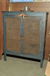PIE SAFE. Old blue painted pie