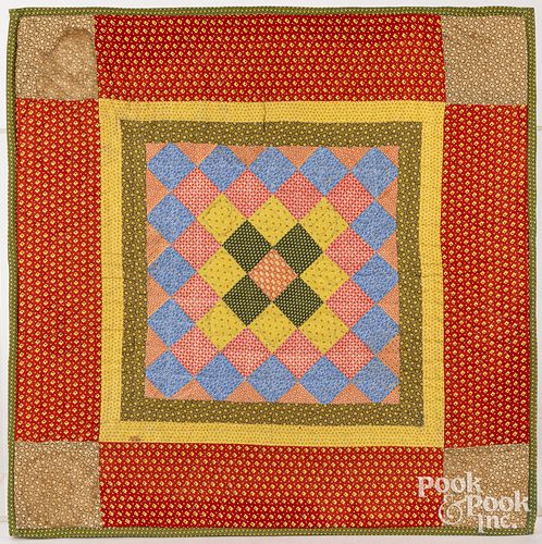 PIECED CRIB QUILT, CA. 1900Pieced