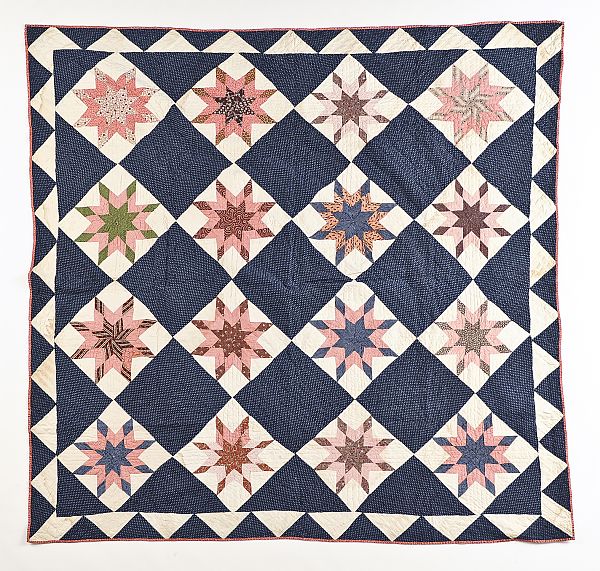Pieced star pattern quilt late 19th