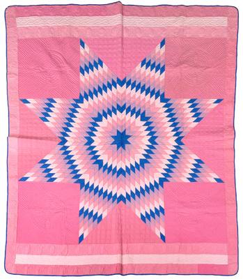 Pieced star quilt, hand and machine