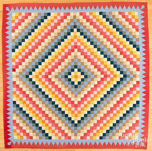 PIECED TRIP AROUND THE WORLD QUILT,