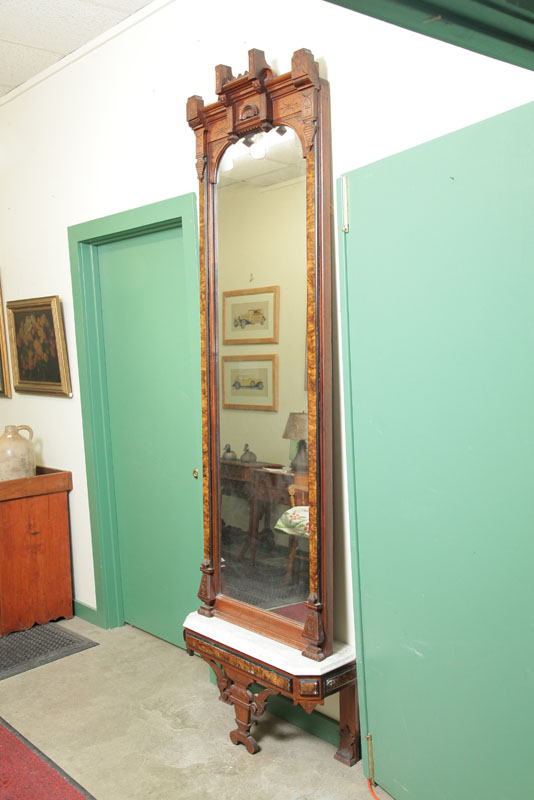 PIER MIRROR. Oak with burlwood