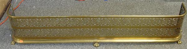 Pierced brass fireplace fender, 57"