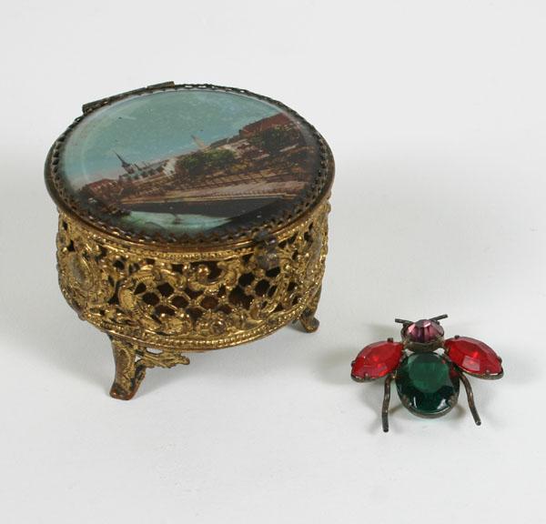 Pierced gilt metal jewelry box with