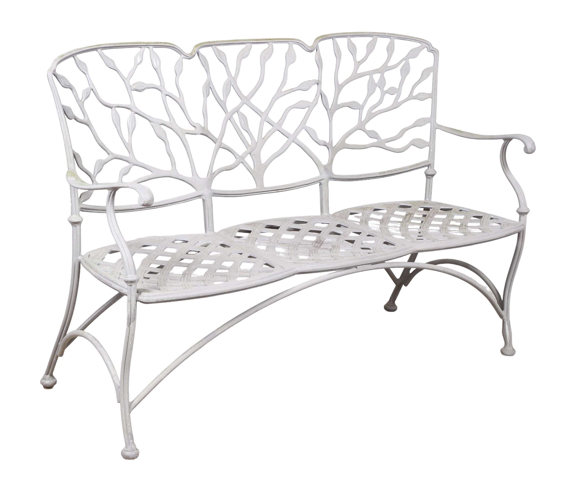 Pierced metal garden bench,