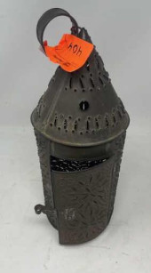 PIERCED TIN BARN LANTERN SWING
