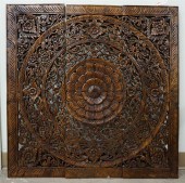 PIERCED WOOD TRIPTYCH WALL PAN