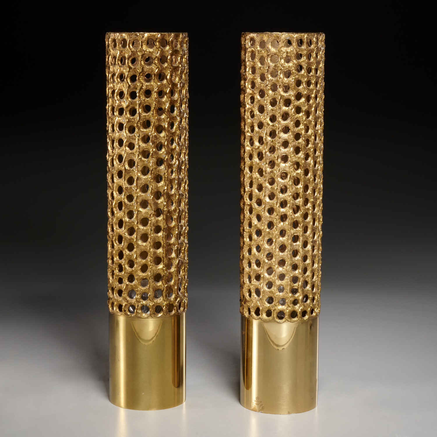 PIERRE FORSELL, PAIR GILT BRASS