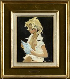Pierre Grisot oil on masonite, girl