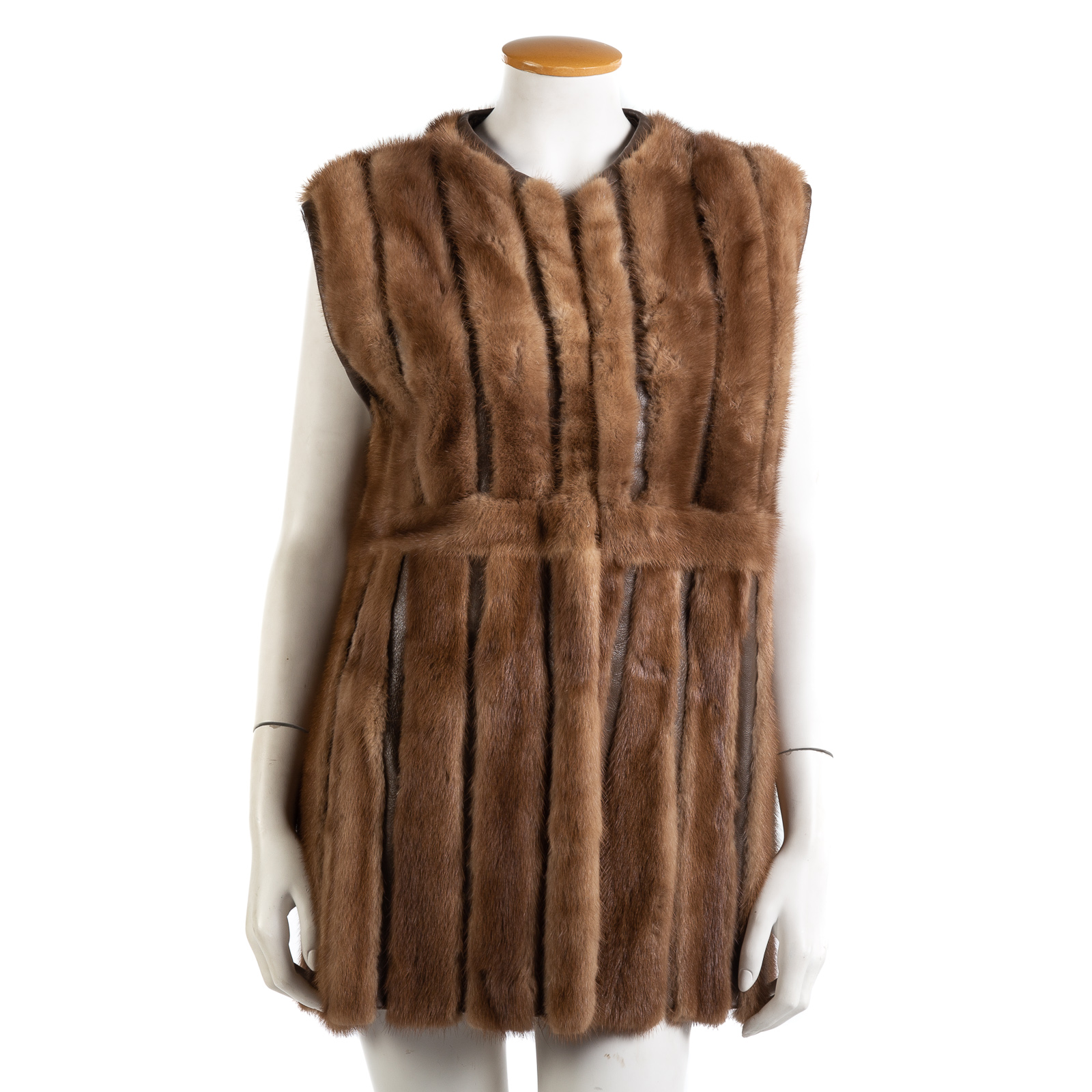 PIERRE WEST MINK AND LEATHER VEST .