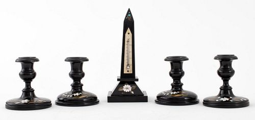 PIETRA DURA BLACK MARBLE OBELISK