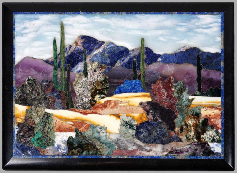 PIETRA DURA BOX DEPICTING DESERT
