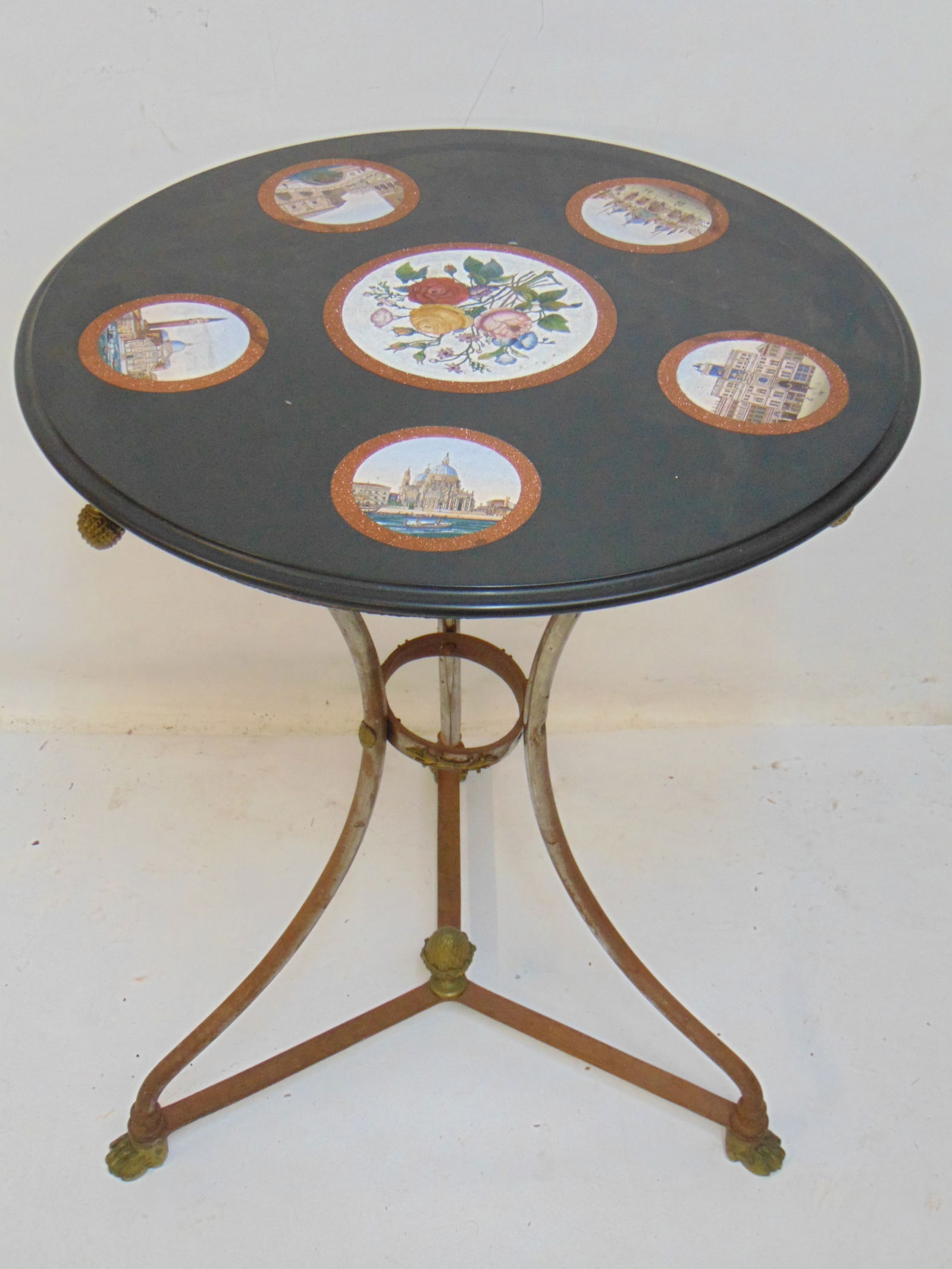 PIETRA DURA MOSAIC INLAID SLATE TOP