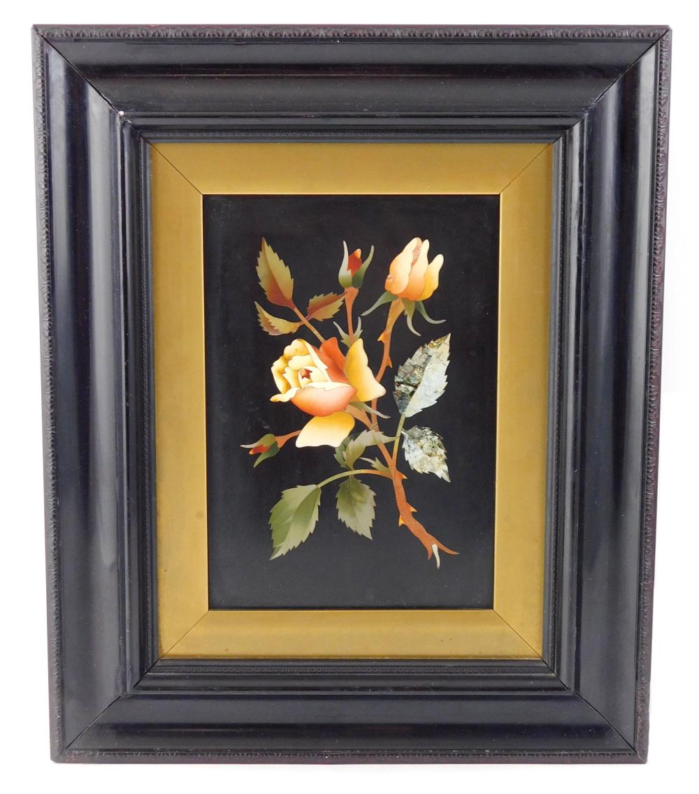 PIETRA DURA PICTURE OF ROSE STEM,