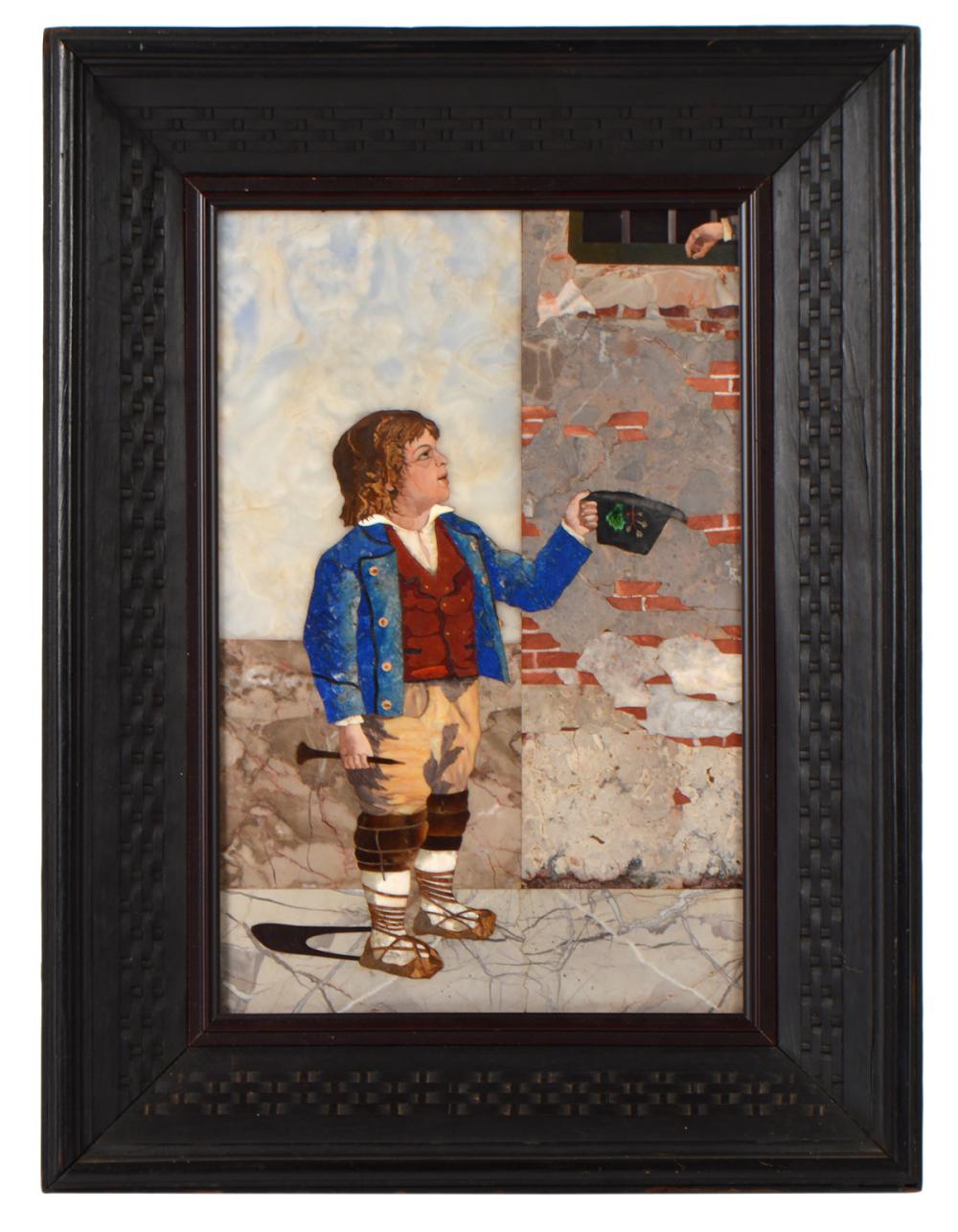 PIETRA DURA PLAQUE IN WOVEN DARK