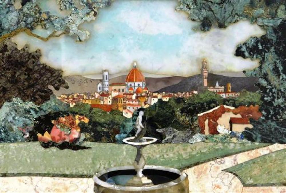 PIETRA DURA PLAQUE, ITALIAN, 20TH