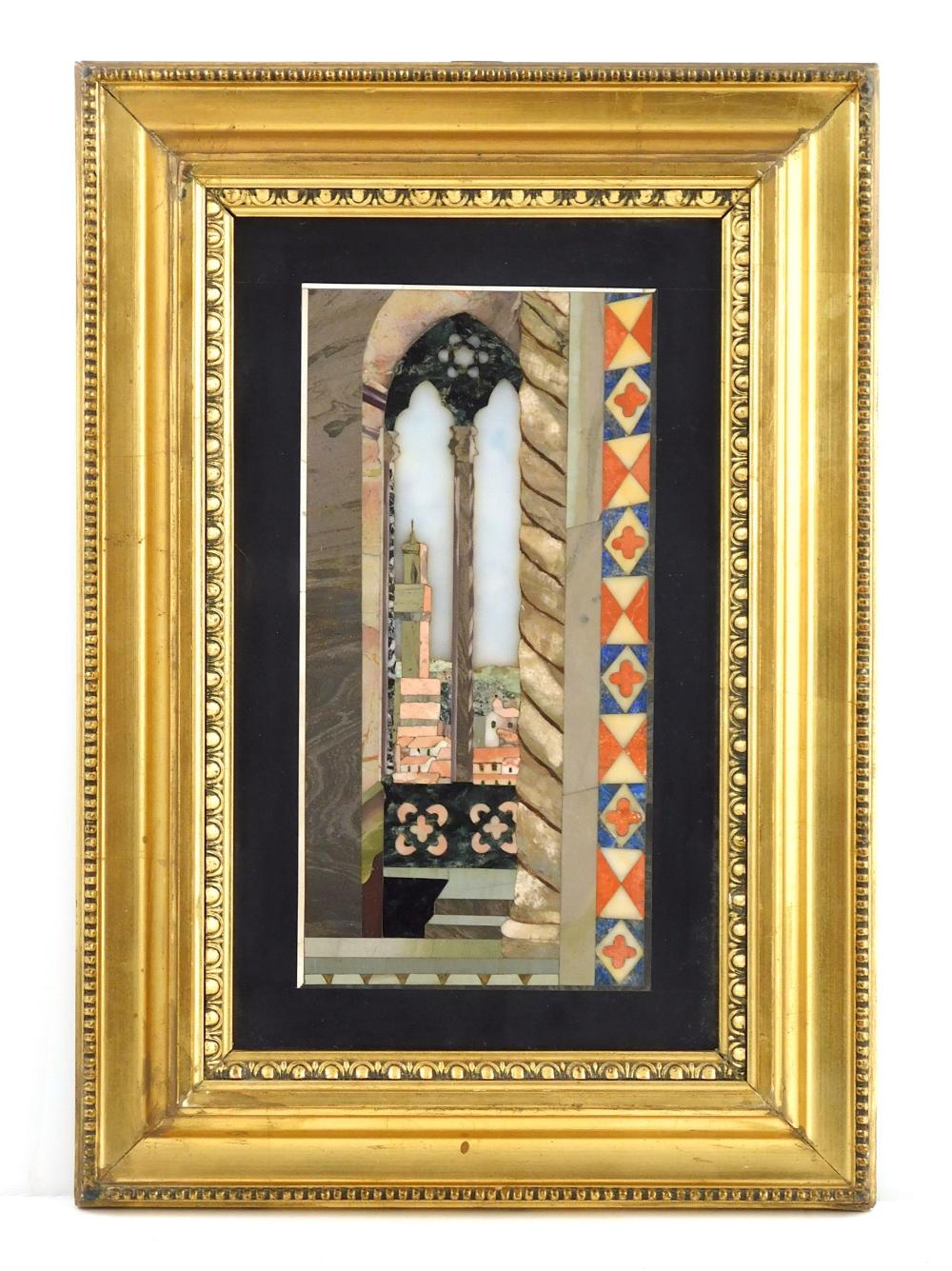 PIETRA DURA PLAQUE MOUNTED IN