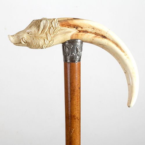 PIG IVORY DRESS CANE20th Century- A