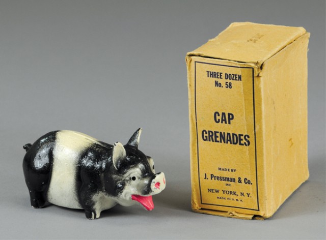PIG STILL BANK WITH BOX Hubley cast