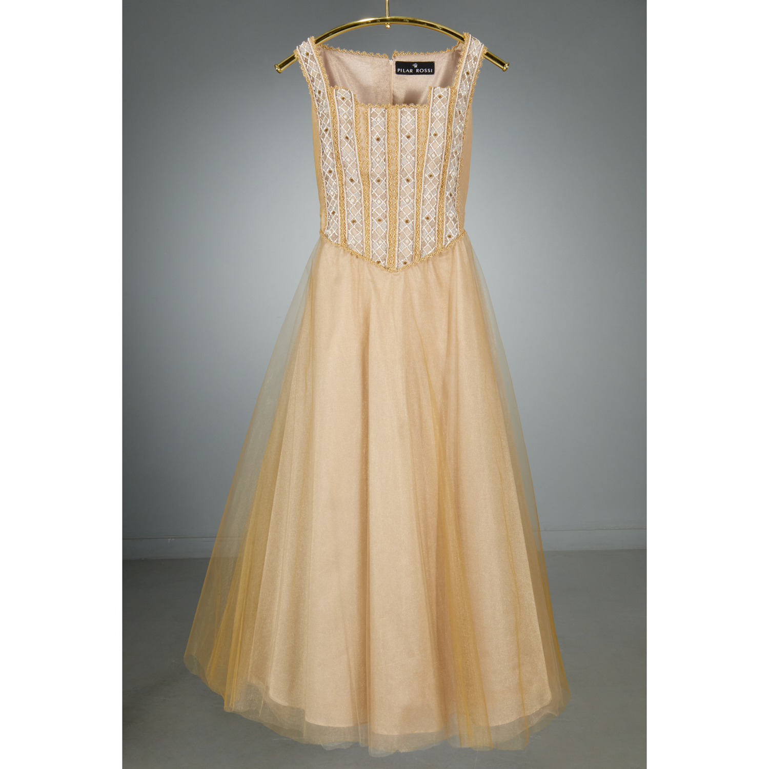 PILAR ROSSI GOLD SILK AND BEADED