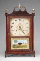 Pillar and scroll clock, mahog