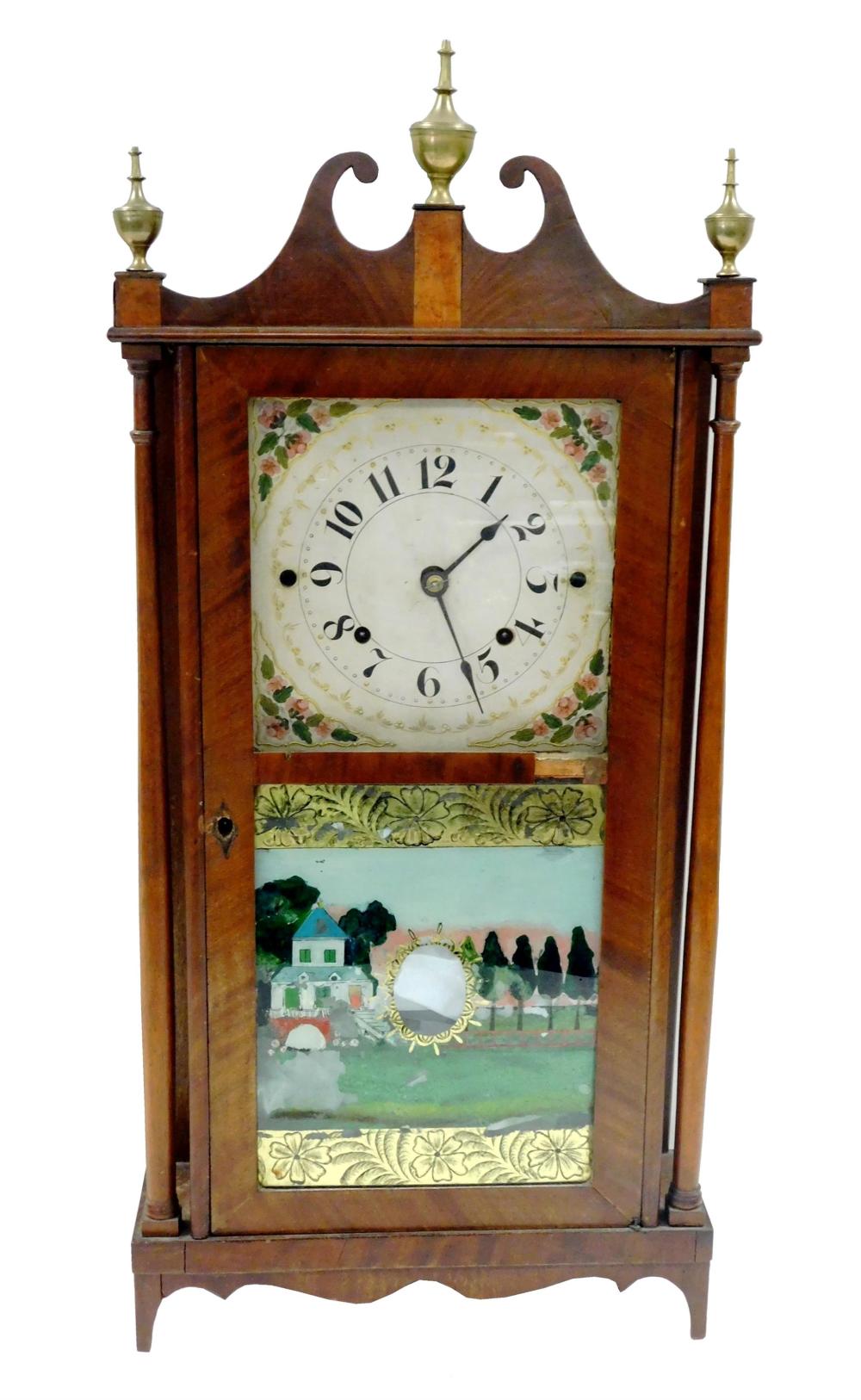 PILLAR AND SCROLL SHELF CLOCK, TALL