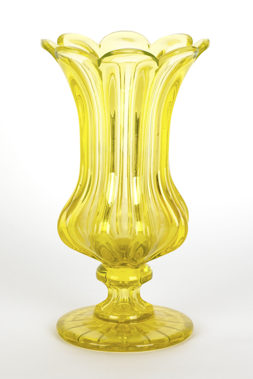 Pillar mold vaseline glass celery