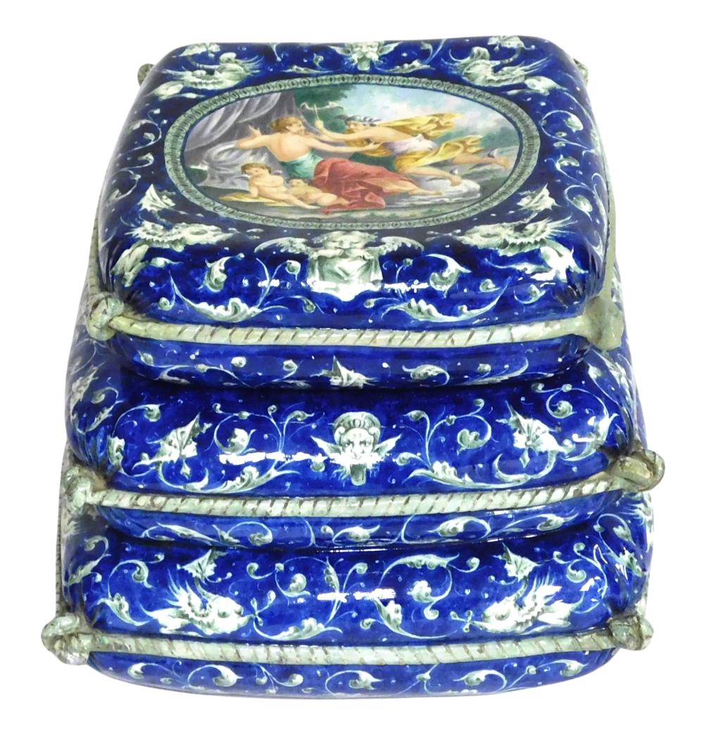 PILLOW FORM CERAMIC GARDEN SEAT,