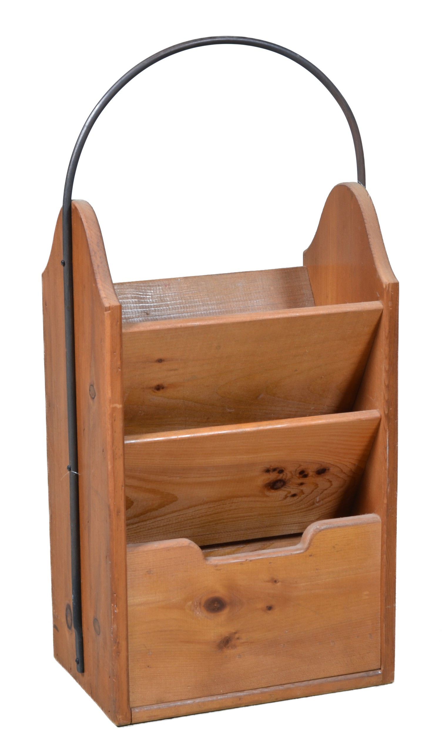 Pine and iron magazine rack, 29"h x