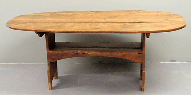 Pine bench table 19th c. with