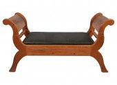 PINE BENCHwith woven leather s