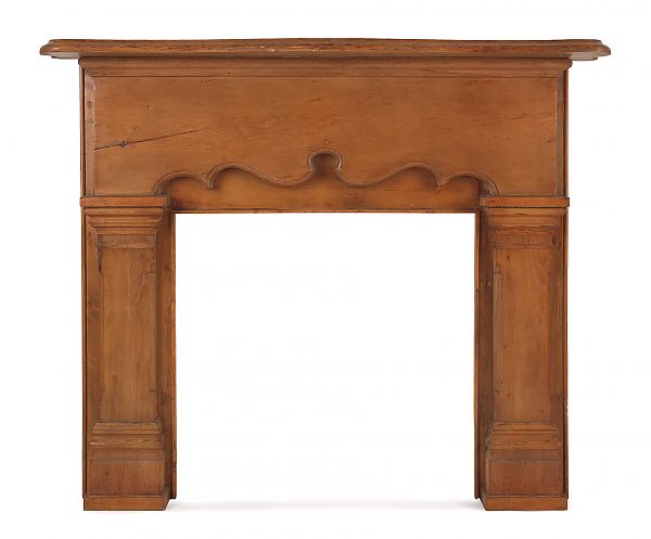 Pine carved mantel 19th c. 52" h.