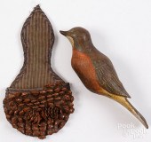 PINE CONE AND FABRIC WALL POCK