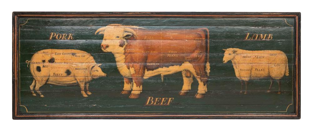 PINE ENGLISH BUTCHER'S SIGN 20TH