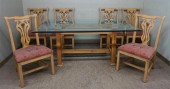 PINE GLASS TOP DINING TABLE WI