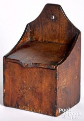 PINE HANGING SALT BOX, 19TH C.