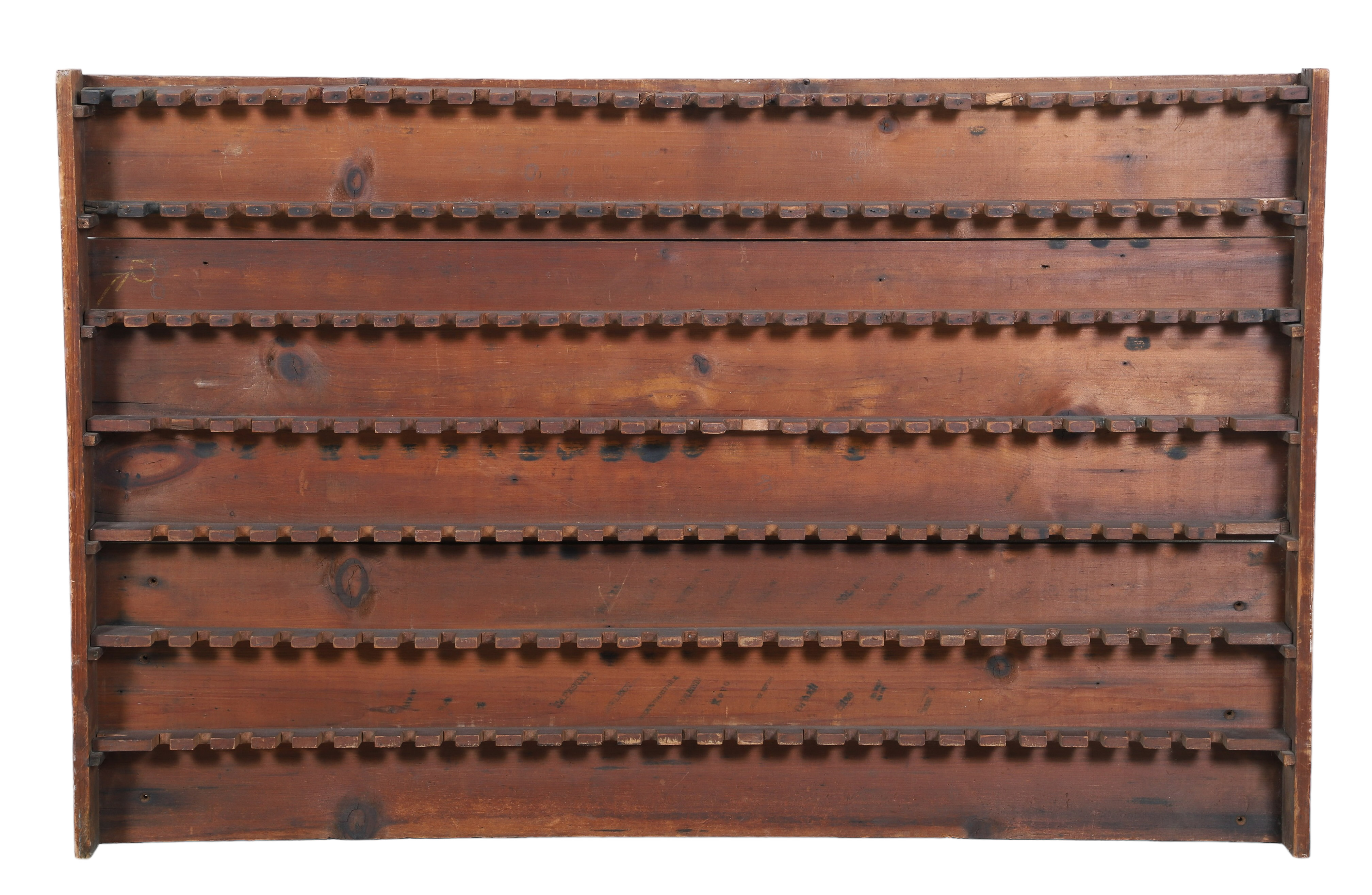 Pine hanging wall rack, 7 fixed