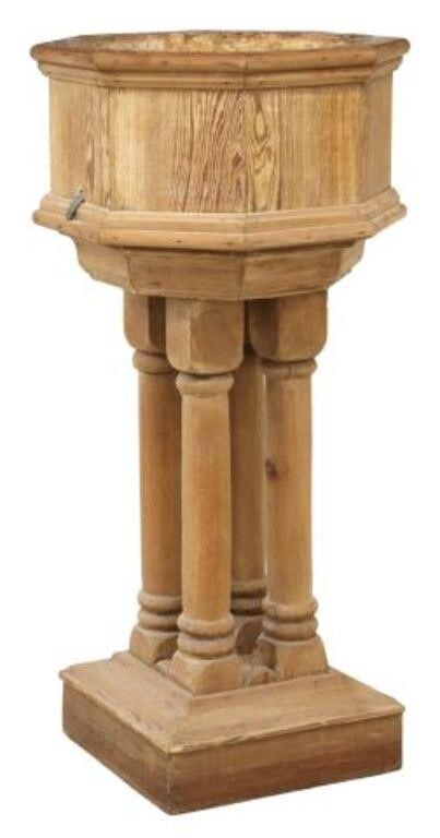 PINE HOLY WATER BAPTISMAL FONT,