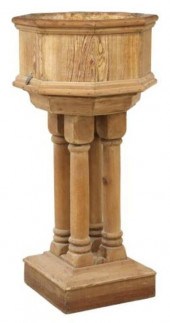 PINE HOLY WATER BAPTISMAL FONT
