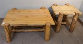 PINE LOG COFFEE TABLE AND SIDE