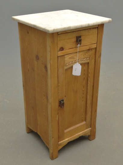 Pine marble top side table. Top