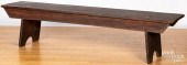 PINE MORTISED BENCH, 19TH C.Pi