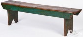 PINE MORTISED BENCH, 19TH C.Pi