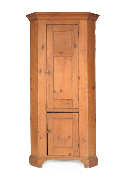 Pine one-piece corner cupboard