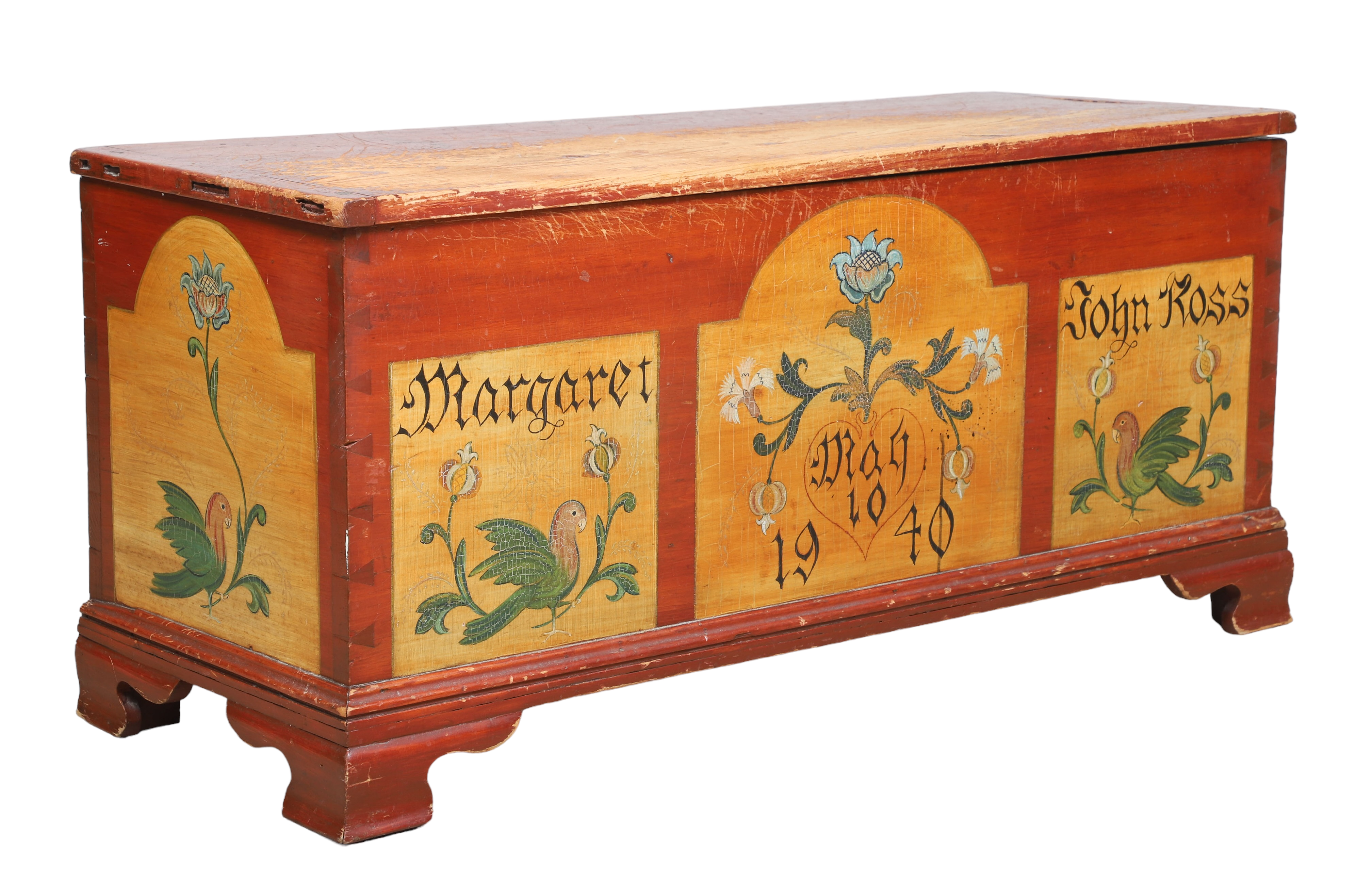 Pine paint decorated dovetailed