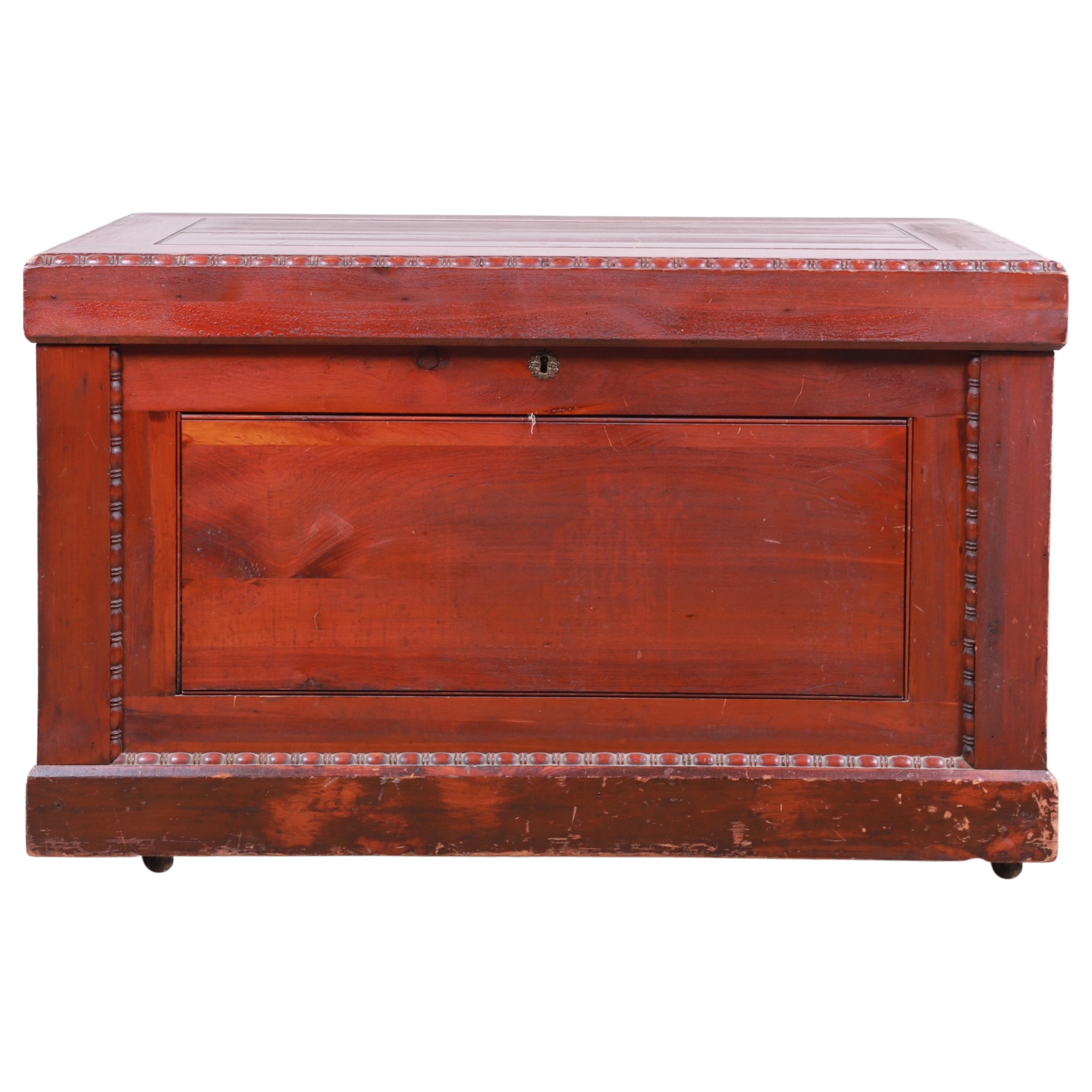 Pine paneled cedar chest,