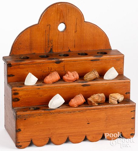 PINE PIPE RACK, 19TH C., WITH