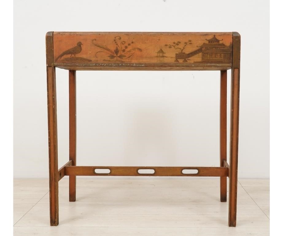 Pine plant table with Asian house