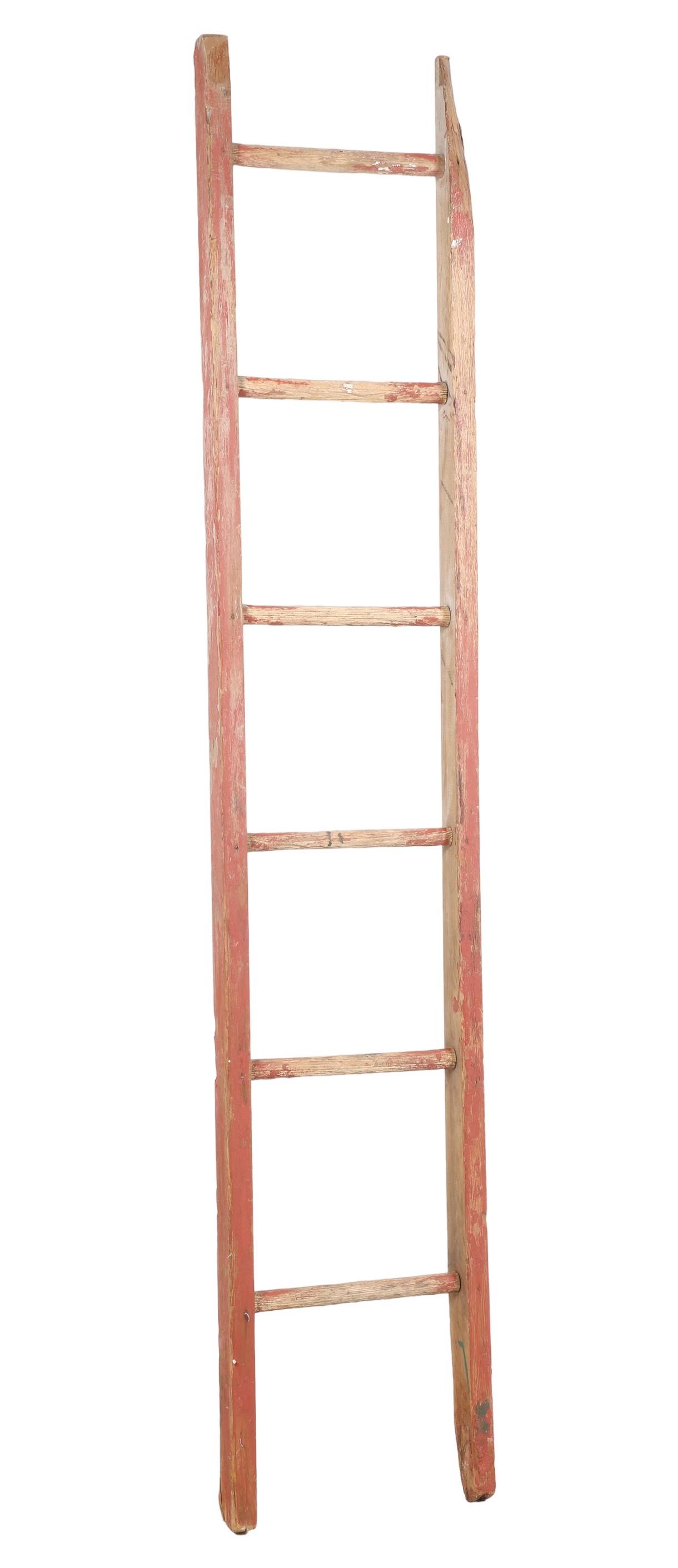 Pine red painted ladder, 78"h x