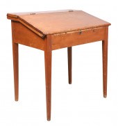 Pine schoolmaster's desk, blue